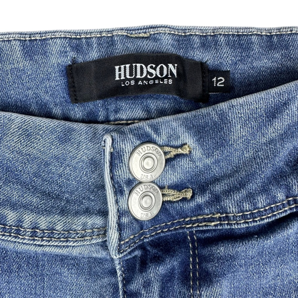 Hudson Los Angeles Beth Baby Bootcut Jeans Medium Wash Flap Pocket Size 12 - Picture 4 of 12